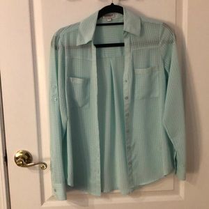Express portofino mint green graham texture shirt